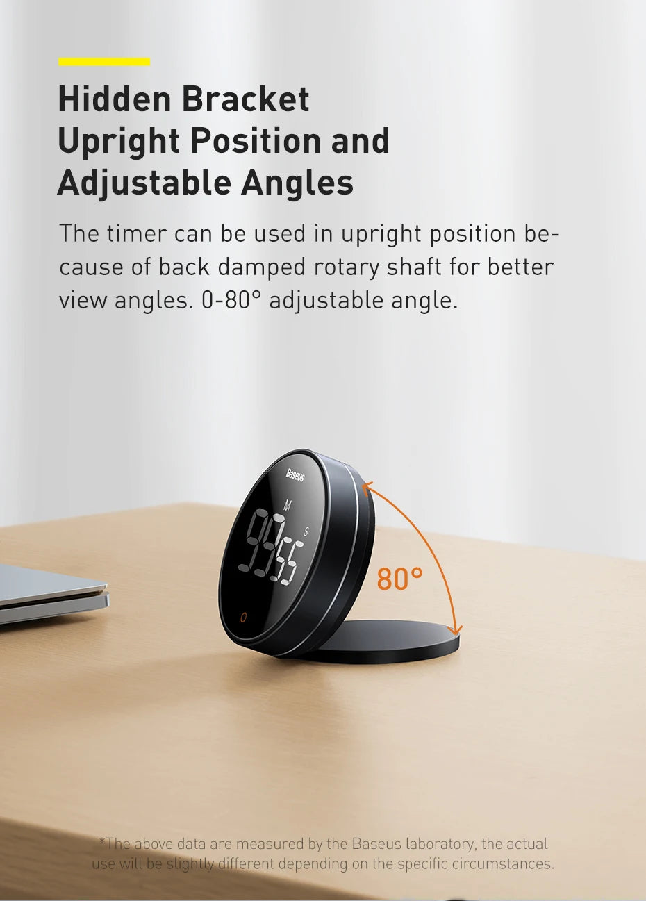 Baseus Magnetic Countdown Alarm Clock Kitchen Timer Manual Digital Timer Stand Desk Clock Cooking Timer Shower Study Stopwatch