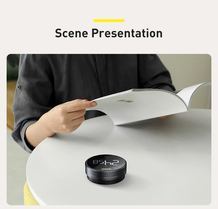 Baseus Magnetic Countdown Alarm Clock Kitchen Timer Manual Digital Timer Stand Desk Clock Cooking Timer Shower Study Stopwatch