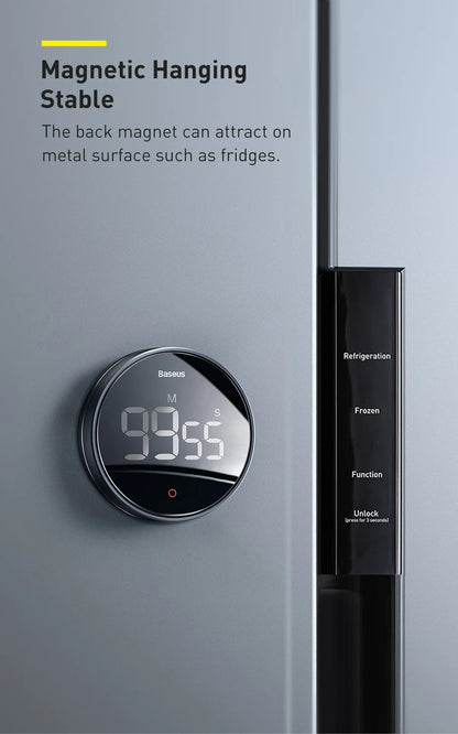 Baseus Magnetic Countdown Alarm Clock Kitchen Timer Manual Digital Timer Stand Desk Clock Cooking Timer Shower Study Stopwatch