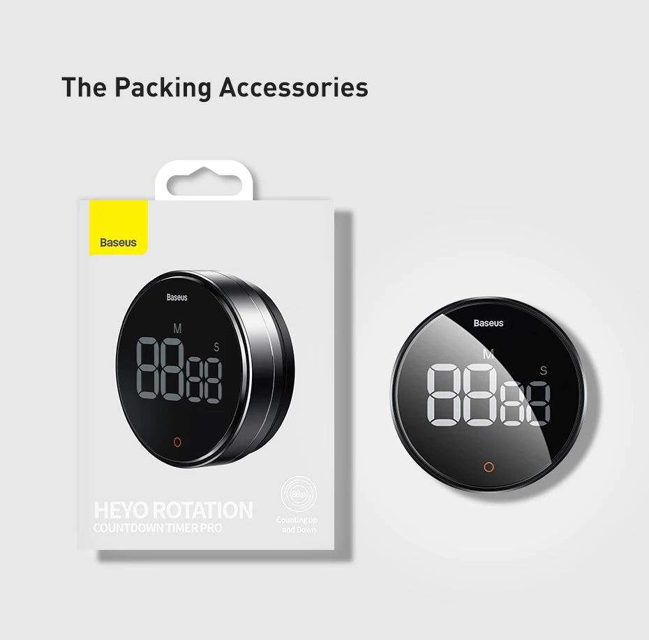 Baseus Magnetic Countdown Alarm Clock Kitchen Timer Manual Digital Timer Stand Desk Clock Cooking Timer Shower Study Stopwatch