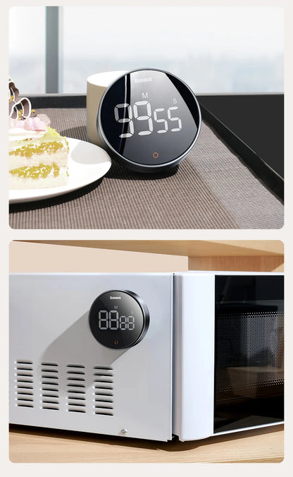 Baseus Magnetic Countdown Alarm Clock Kitchen Timer Manual Digital Timer Stand Desk Clock Cooking Timer Shower Study Stopwatch